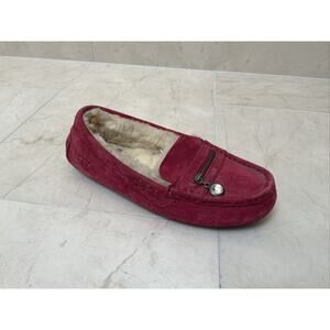 UGG Women US 6 EU 37 Ansley Pink Slippers Moccasin Suede Charm Rhinestone